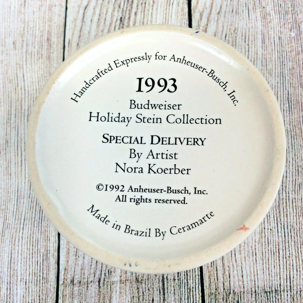 1993 Budweiser Holiday Stein Beer‎ Mug Special Delivery Vintage Horses